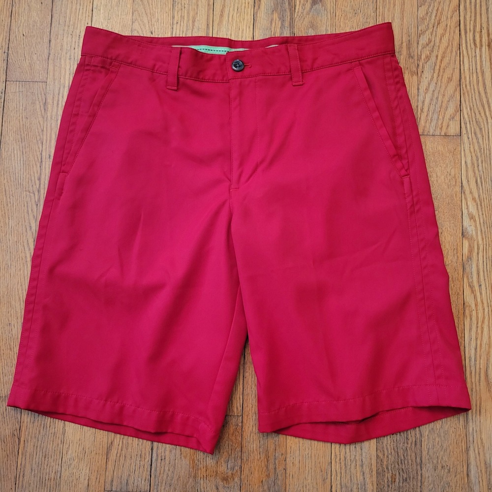 Izod 34 Golf Shorts Red Performance Flat Front Lightweight Summer Beach Preppy